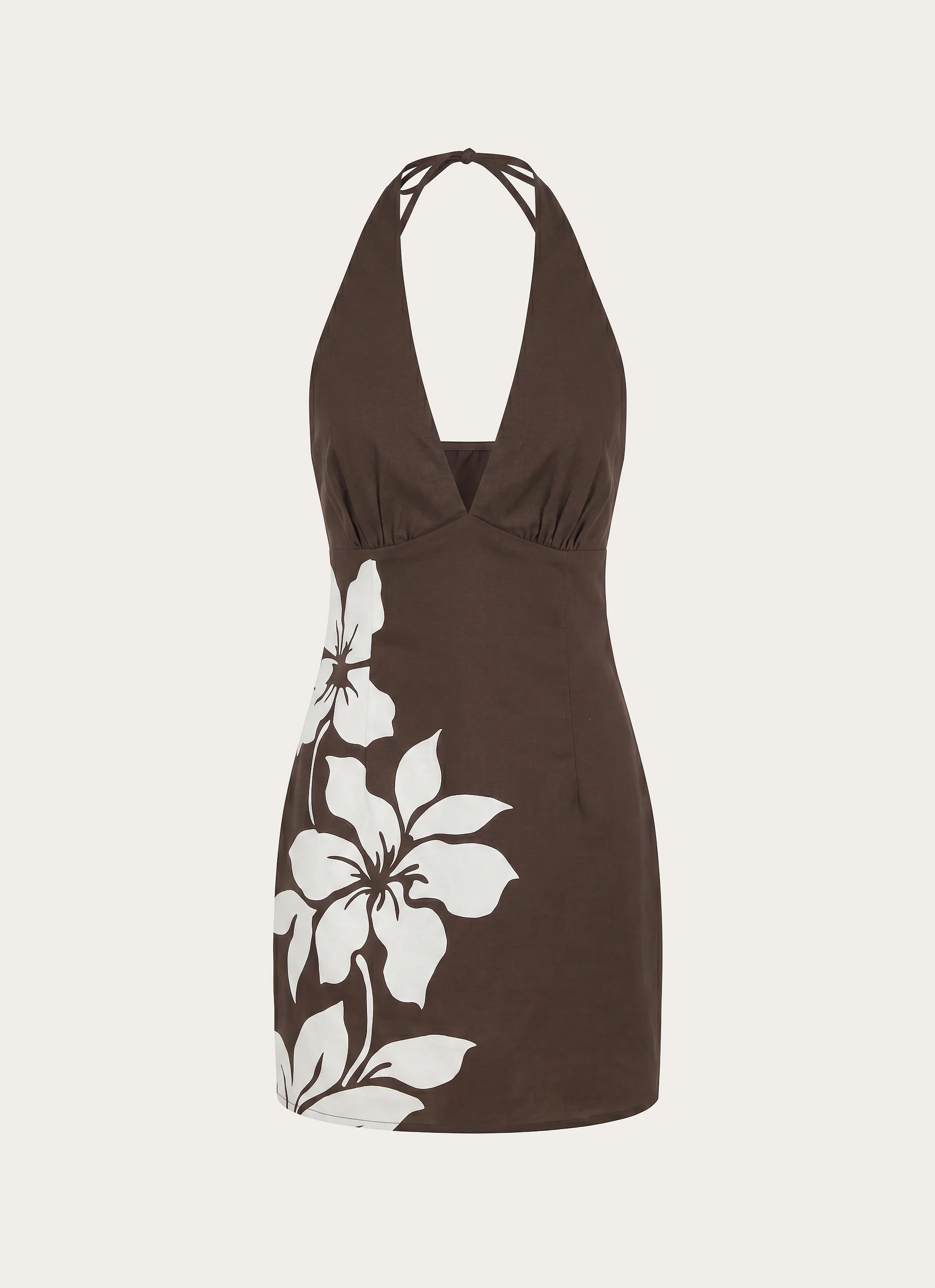 Agneta Halter Linen Mini Dress - Chocolate Tropic Floral - Image 7