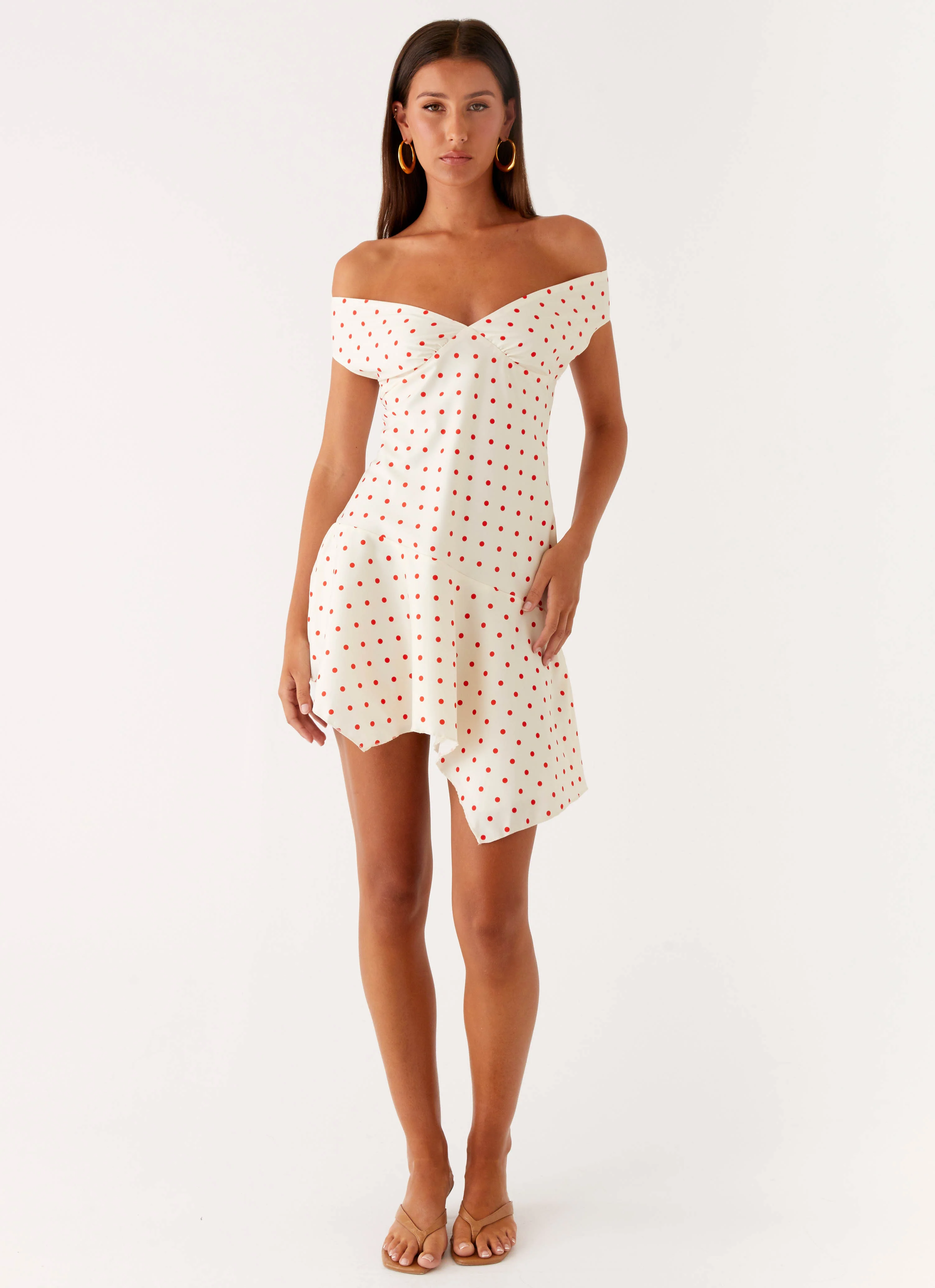 Alma Mini Dress - White Red Polka Dot - Image 5