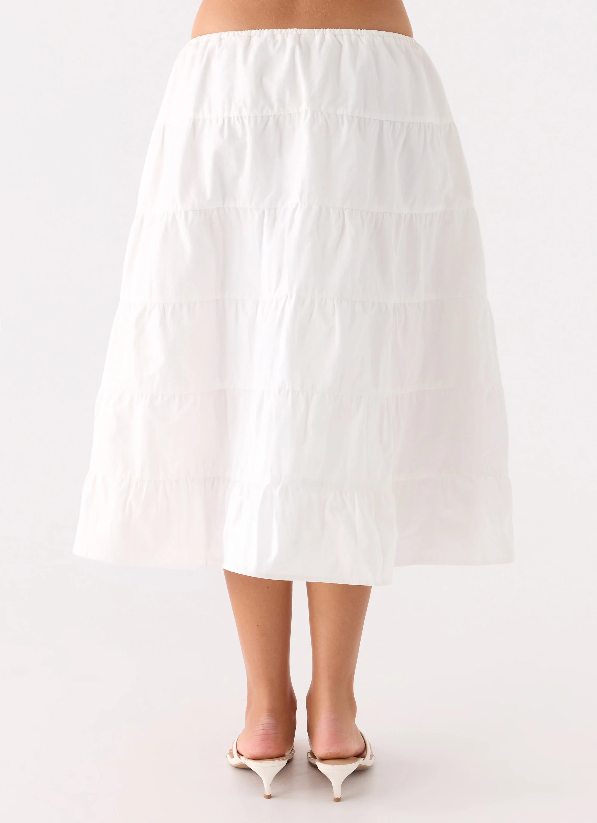 Aphira Tiered Midi Skirt - White - Image 5