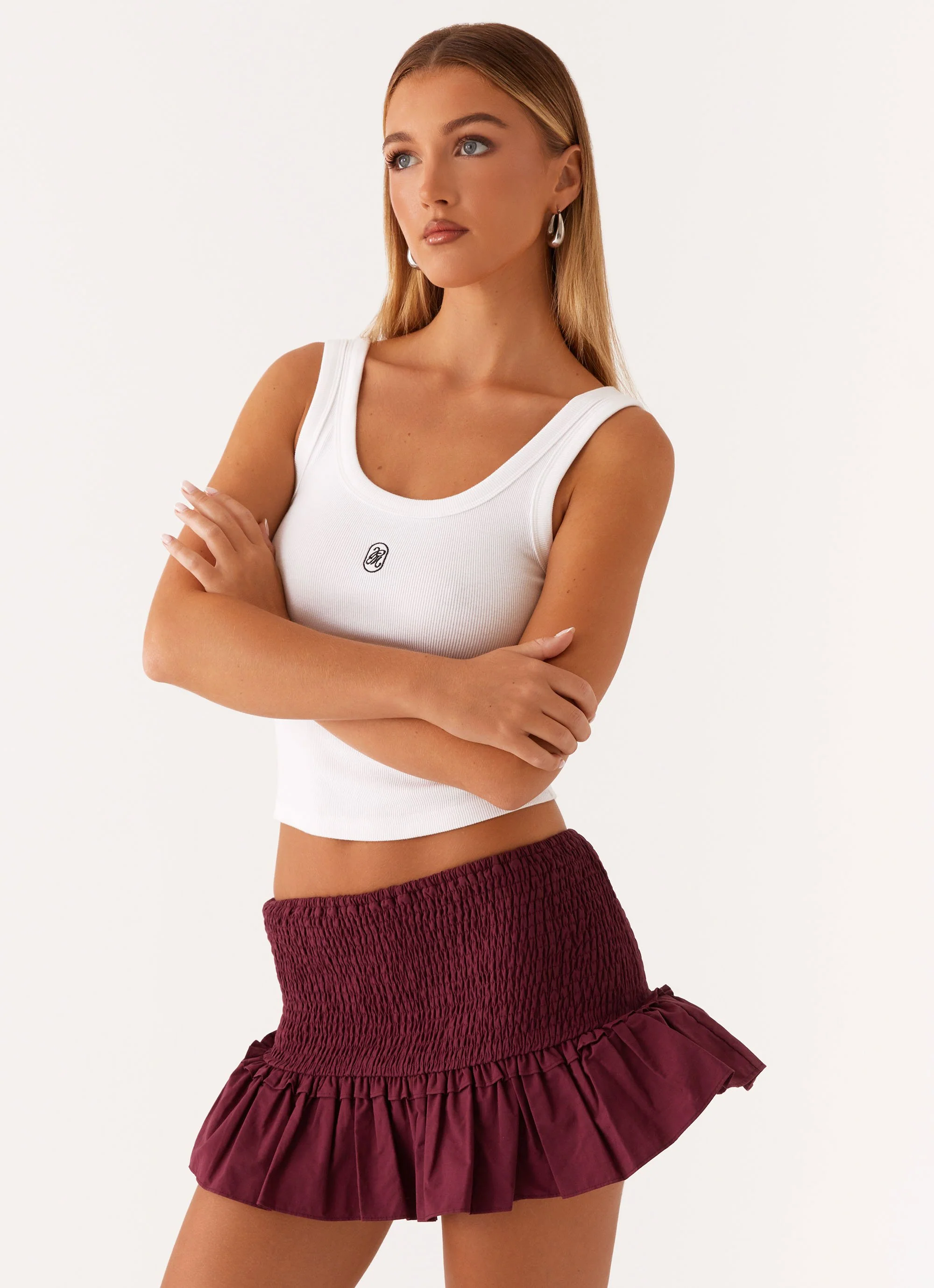 Darlee Shirred Mini Skirt - Mulberry - Image 2