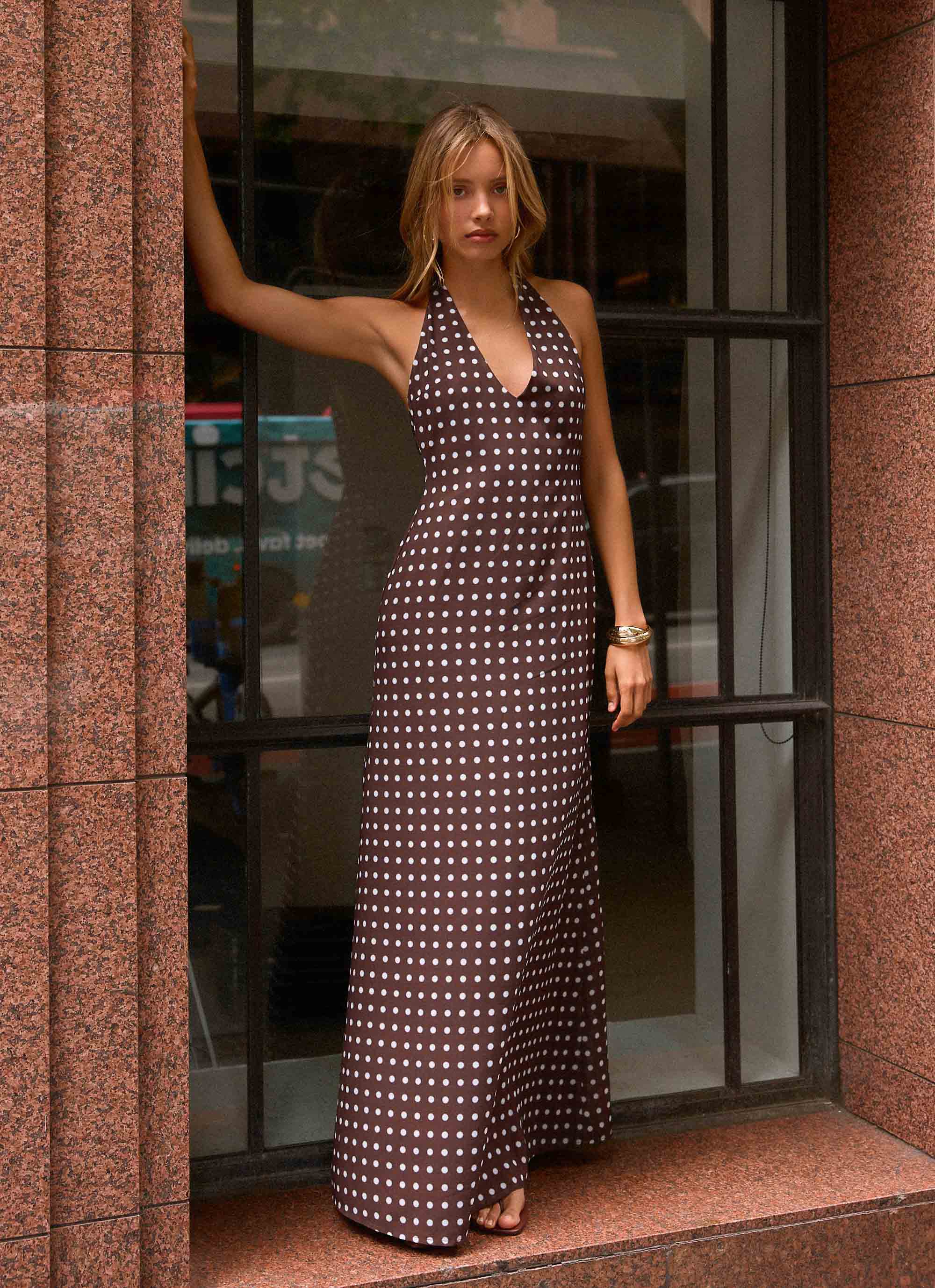 Float Away Maxi Dress - Chocolate Blue Dot - Image 2