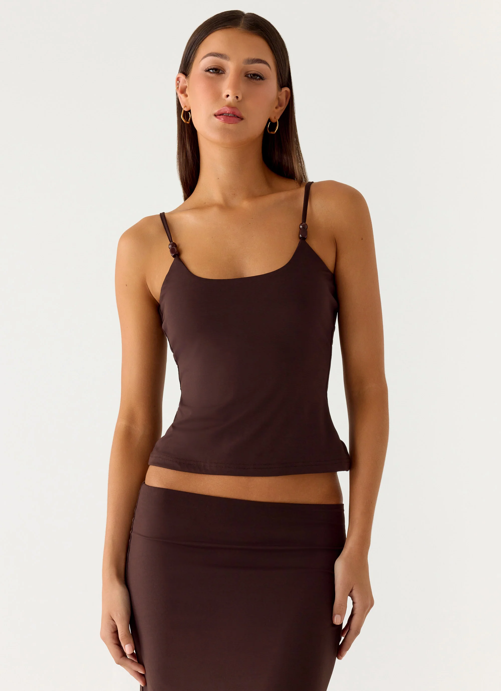 Garrix Bead Cami Top - Chocolate - Image 5