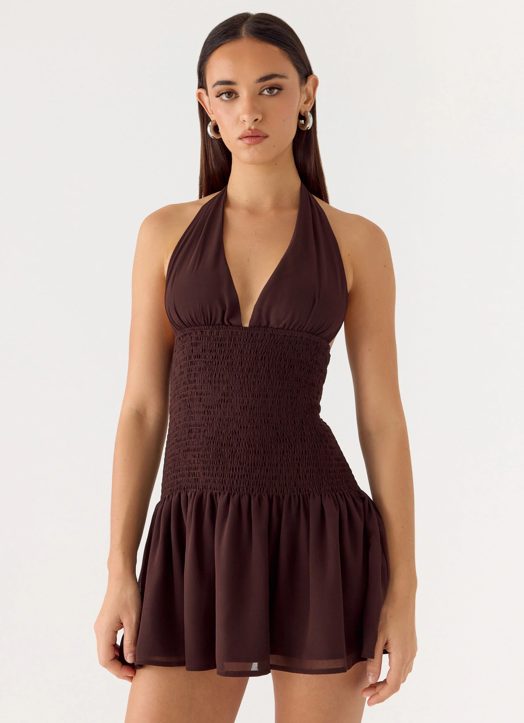 Holden Mini Dress - Chocolate - Image 3