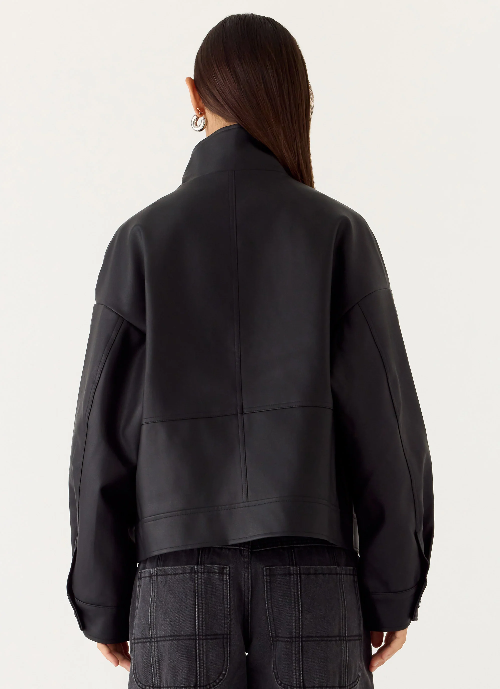 James PU Bomber Jacket - Black - Image 3