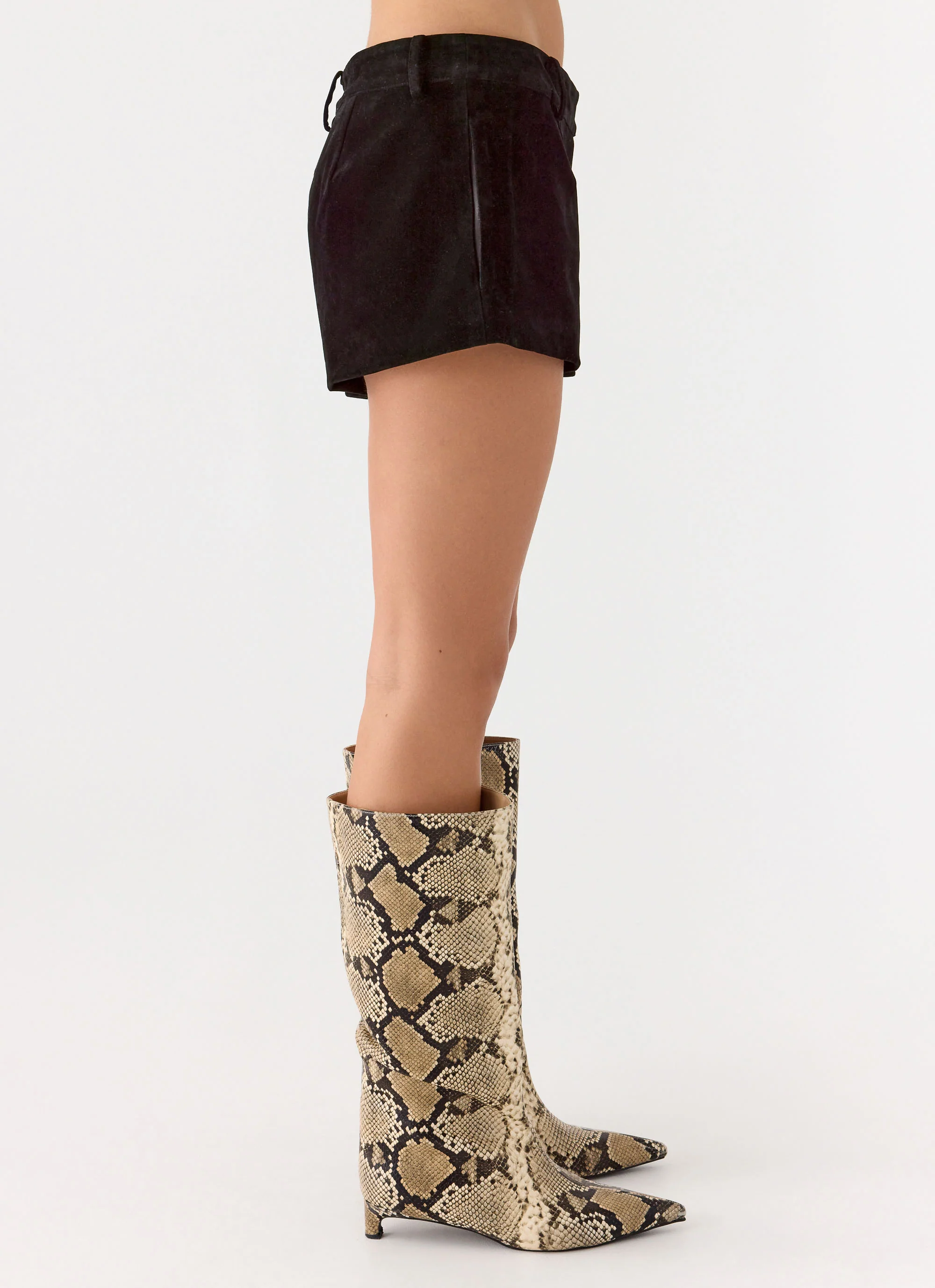 Jeremy Faux Suede Shorts - Black - Image 2