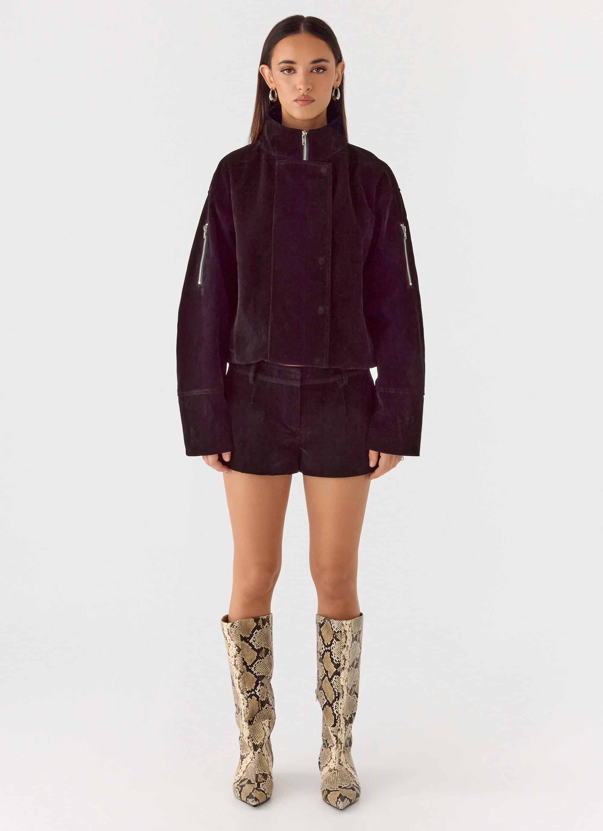 Jeremy Faux Suede Shorts - Black - Image 5