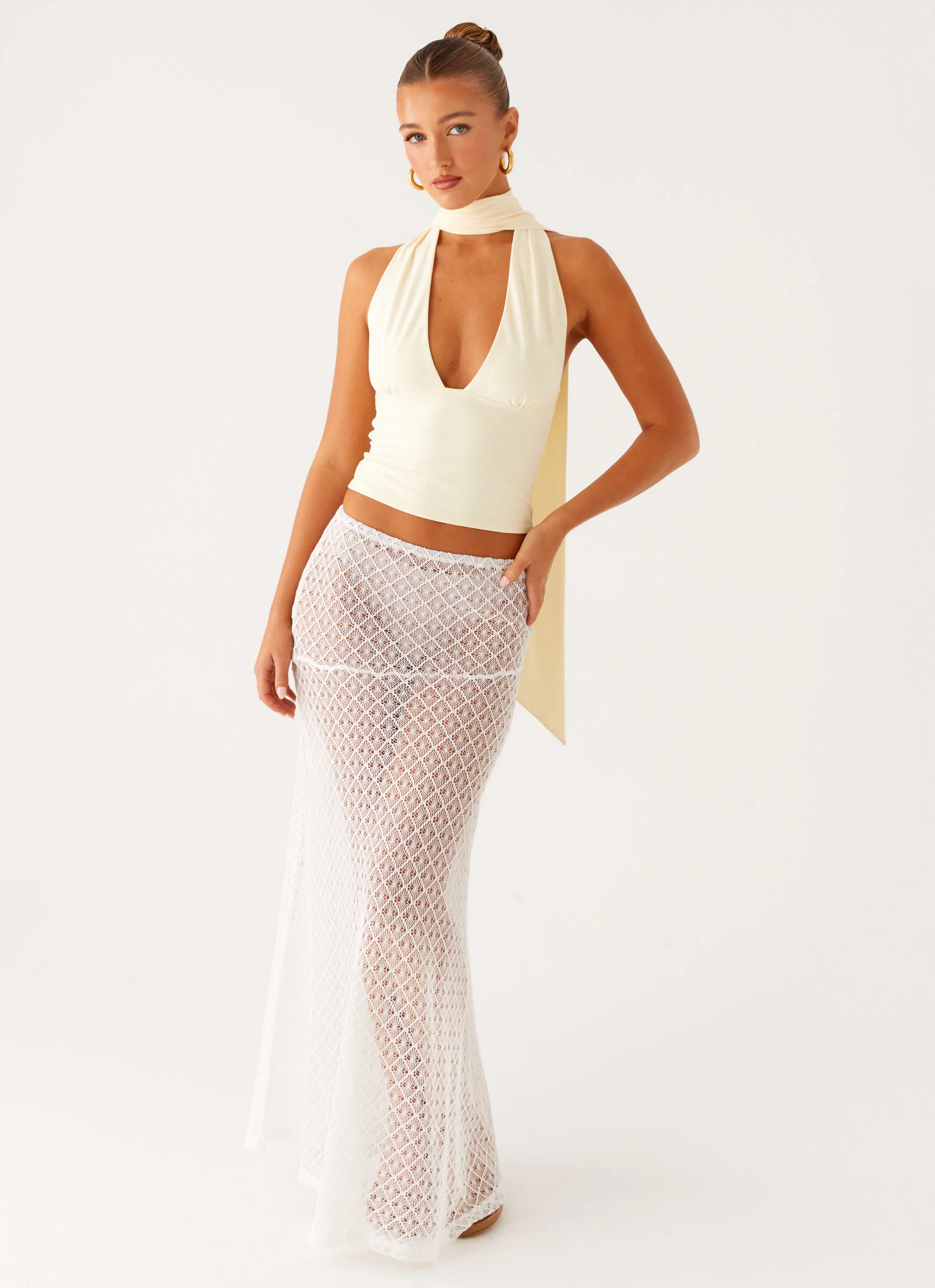 Milos Scarf Halter Neck Top - Yellow - Image 2