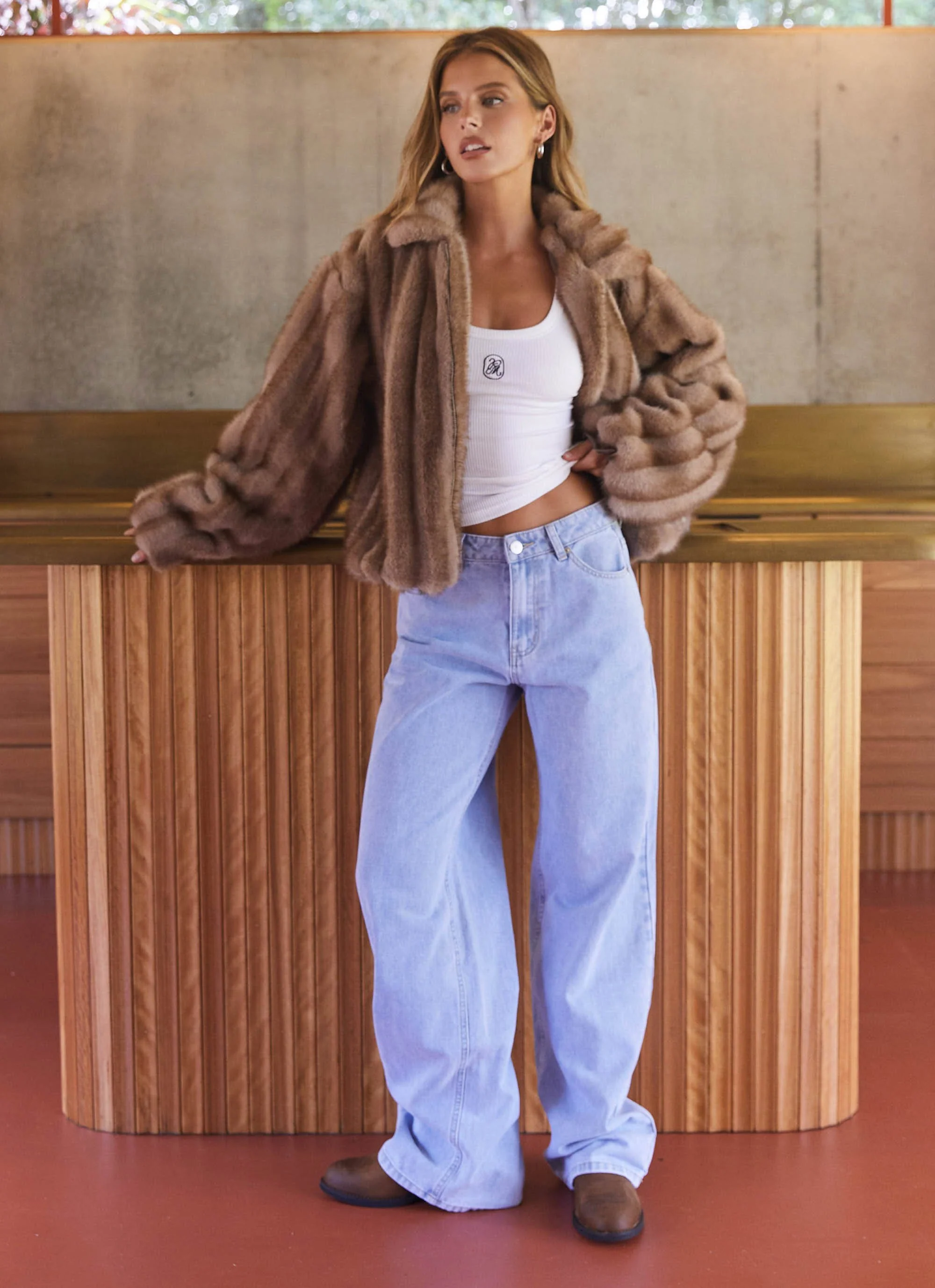 Naylor Faux Fur Jacket - Brown - Image 4