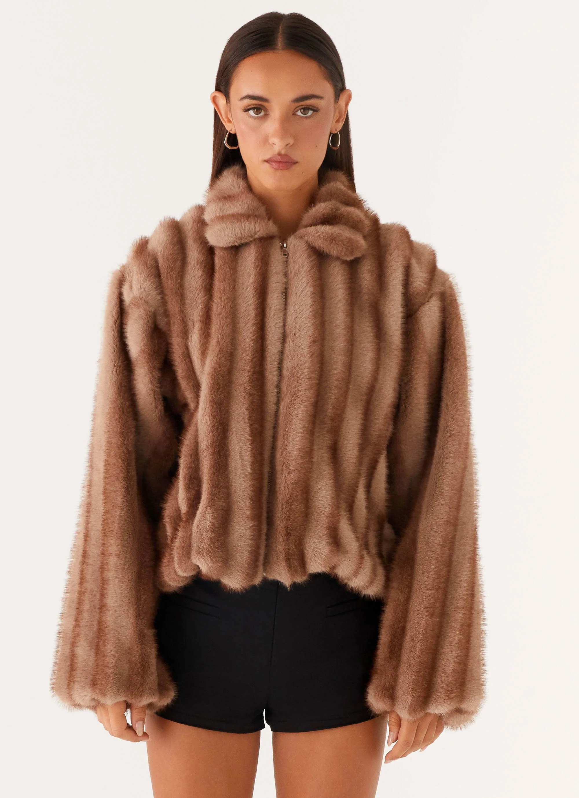 Naylor Faux Fur Jacket - Brown - Image 6