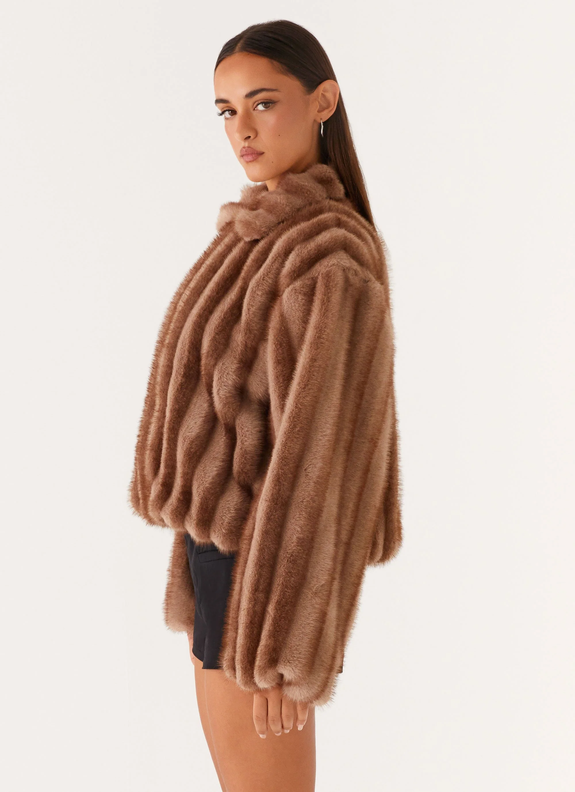 Naylor Faux Fur Jacket - Brown - Image 7