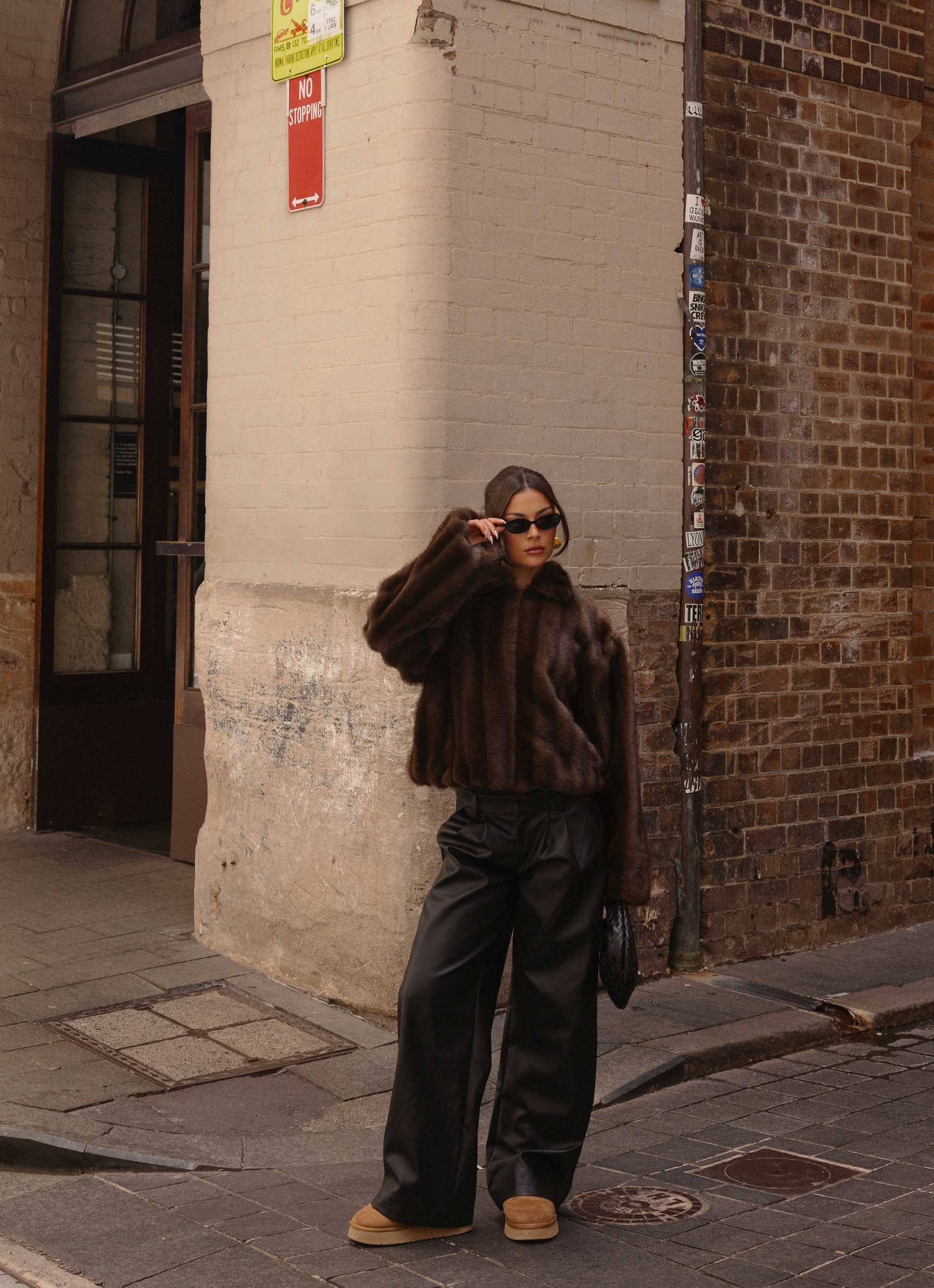 Naylor Faux Fur Jacket - Chocolate - Image 2