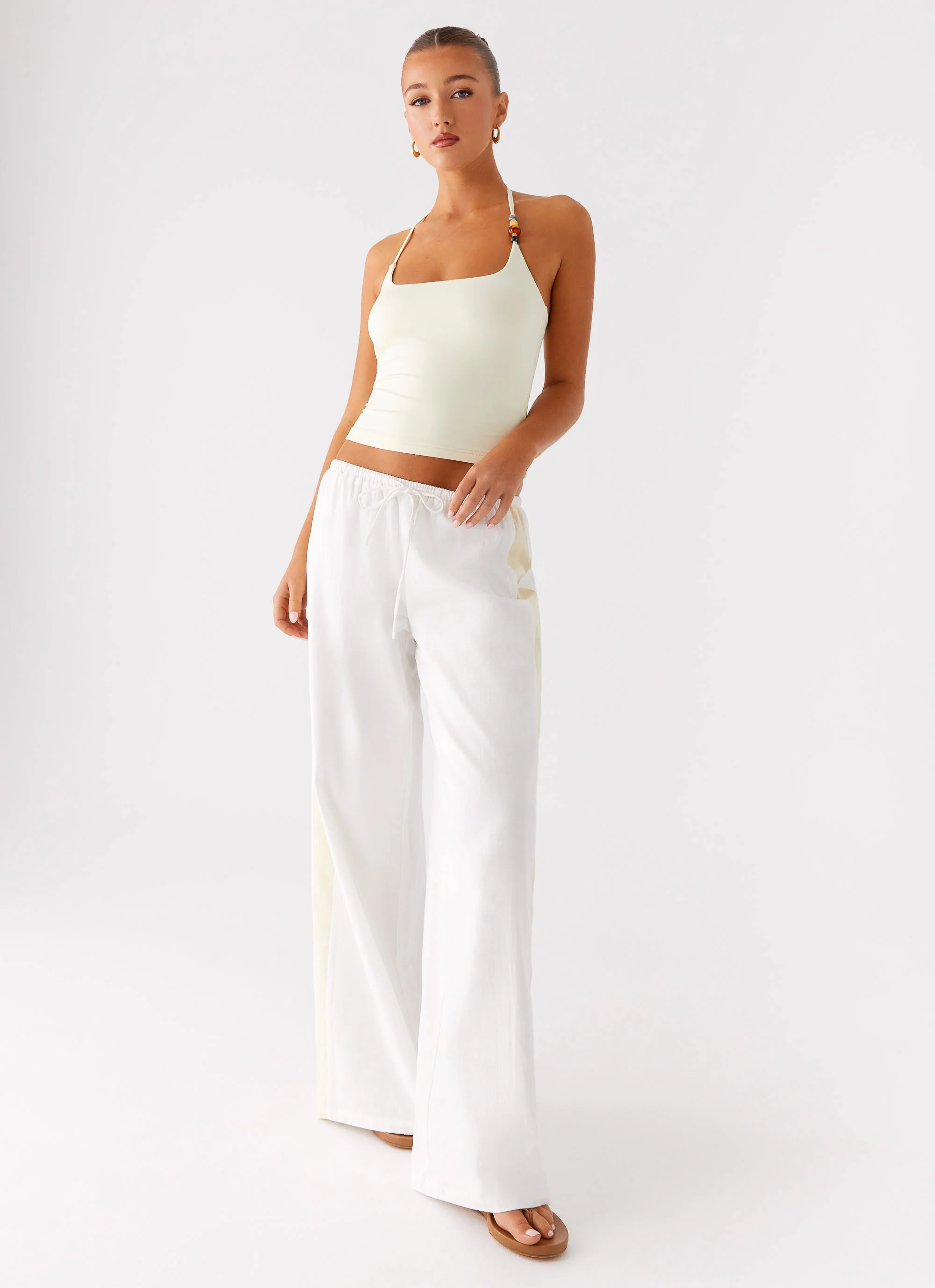 Oska Drawstring Pants - White - Image 2