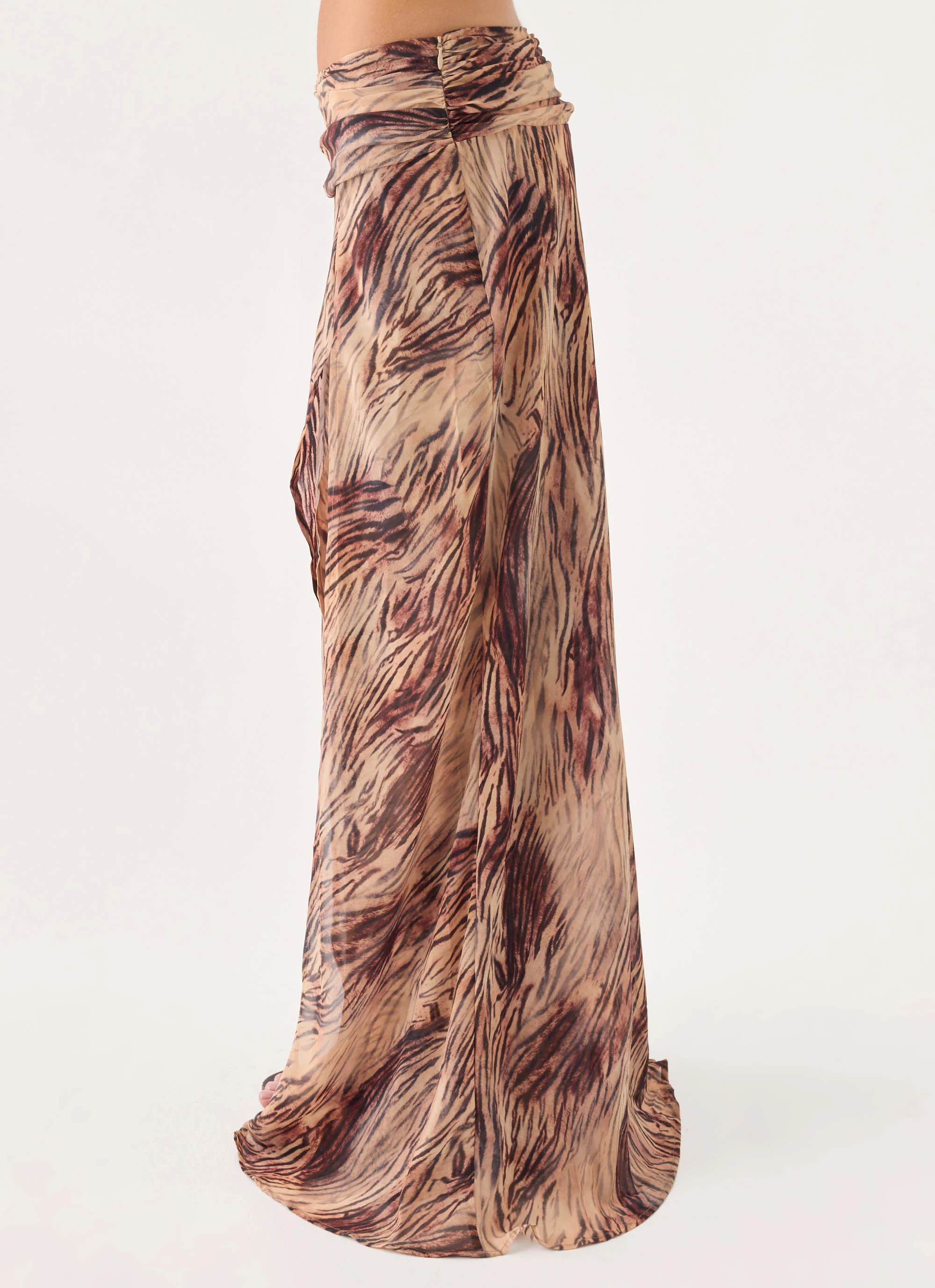 Renia Asymmetric Maxi Skirt - Golden Tiger - Image 3