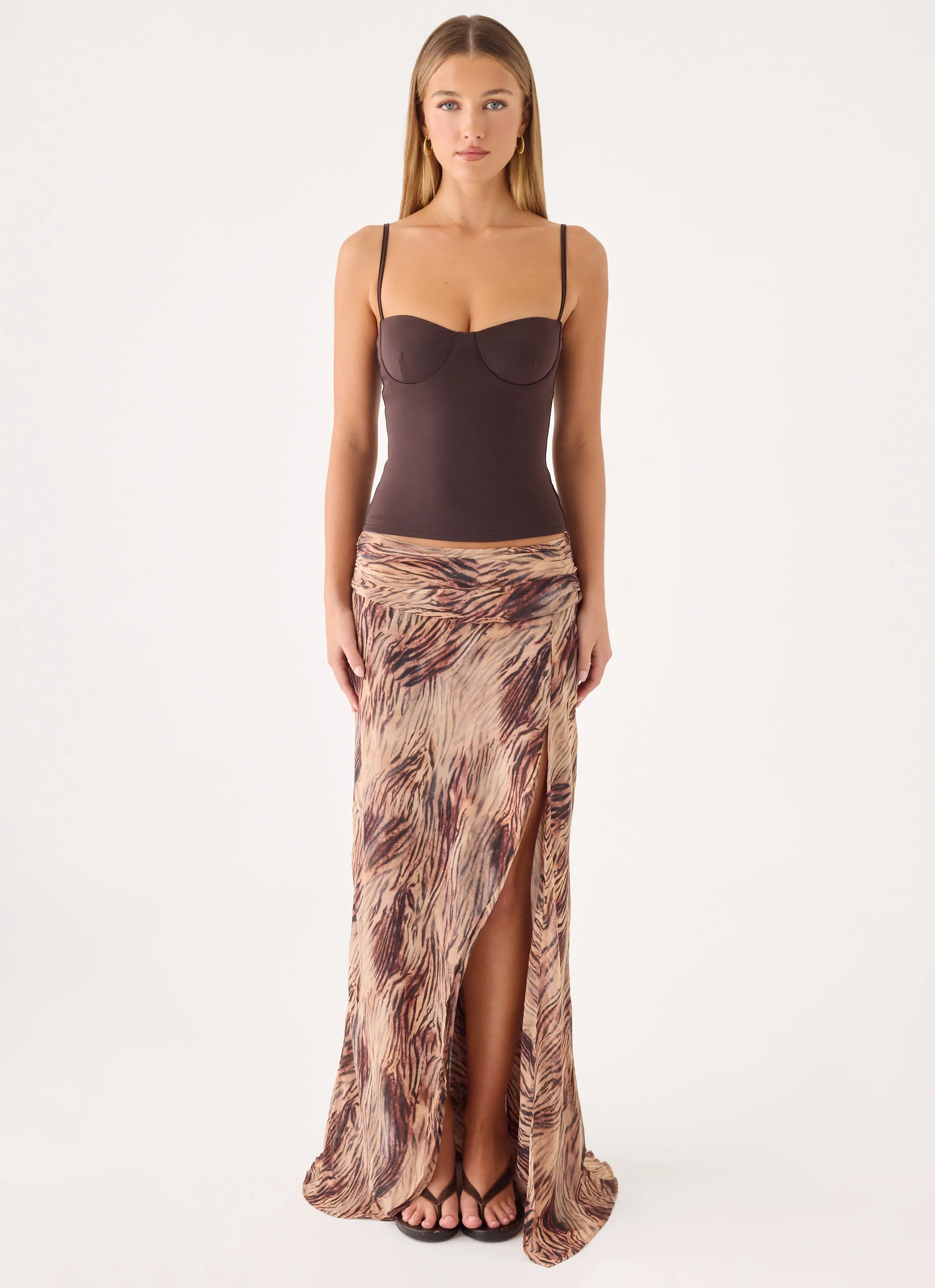 Renia Asymmetric Maxi Skirt - Golden Tiger - Image 5