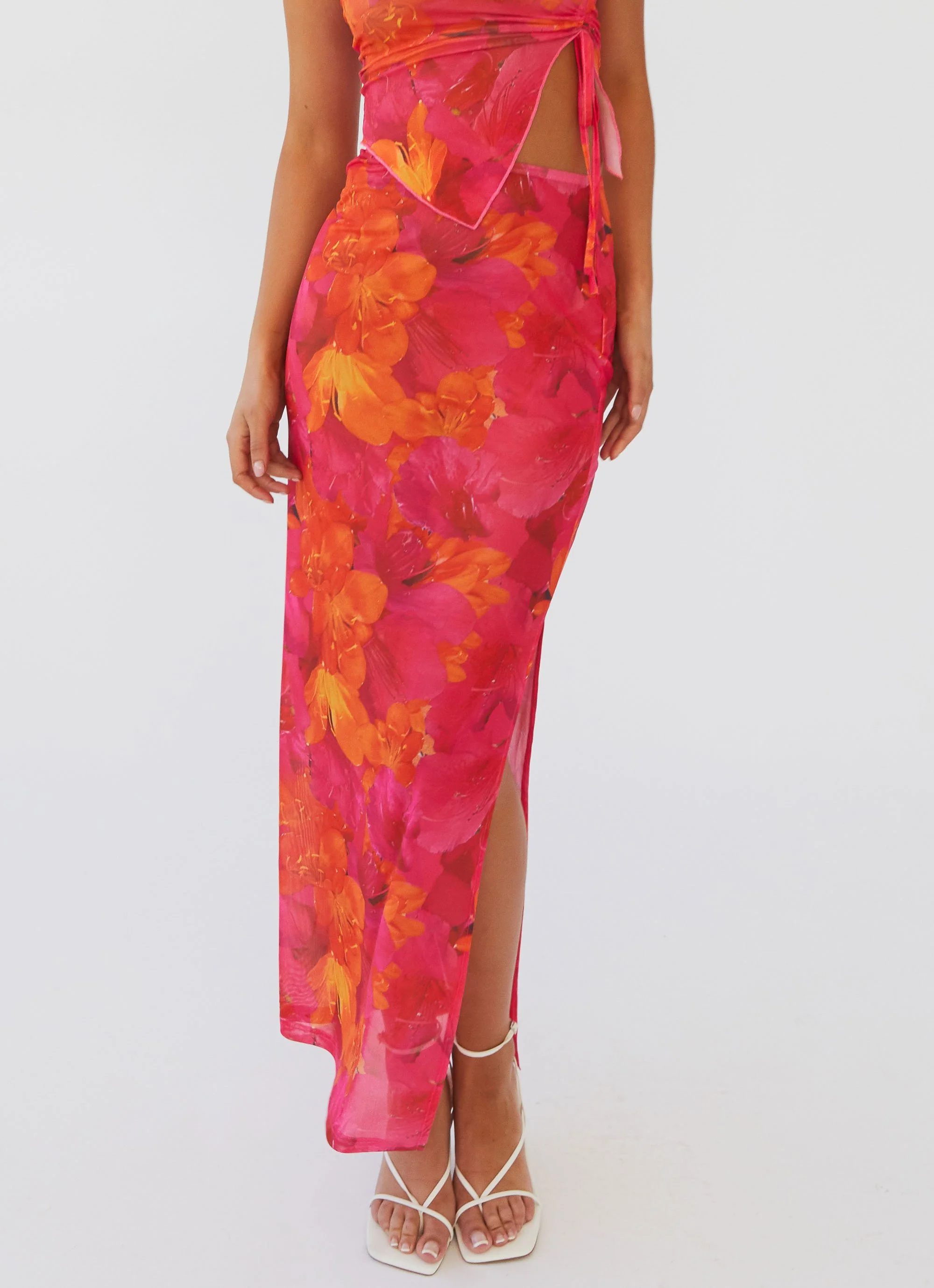 Rooftop Party Mesh Maxi Skirt - Floral Sun - Image 4