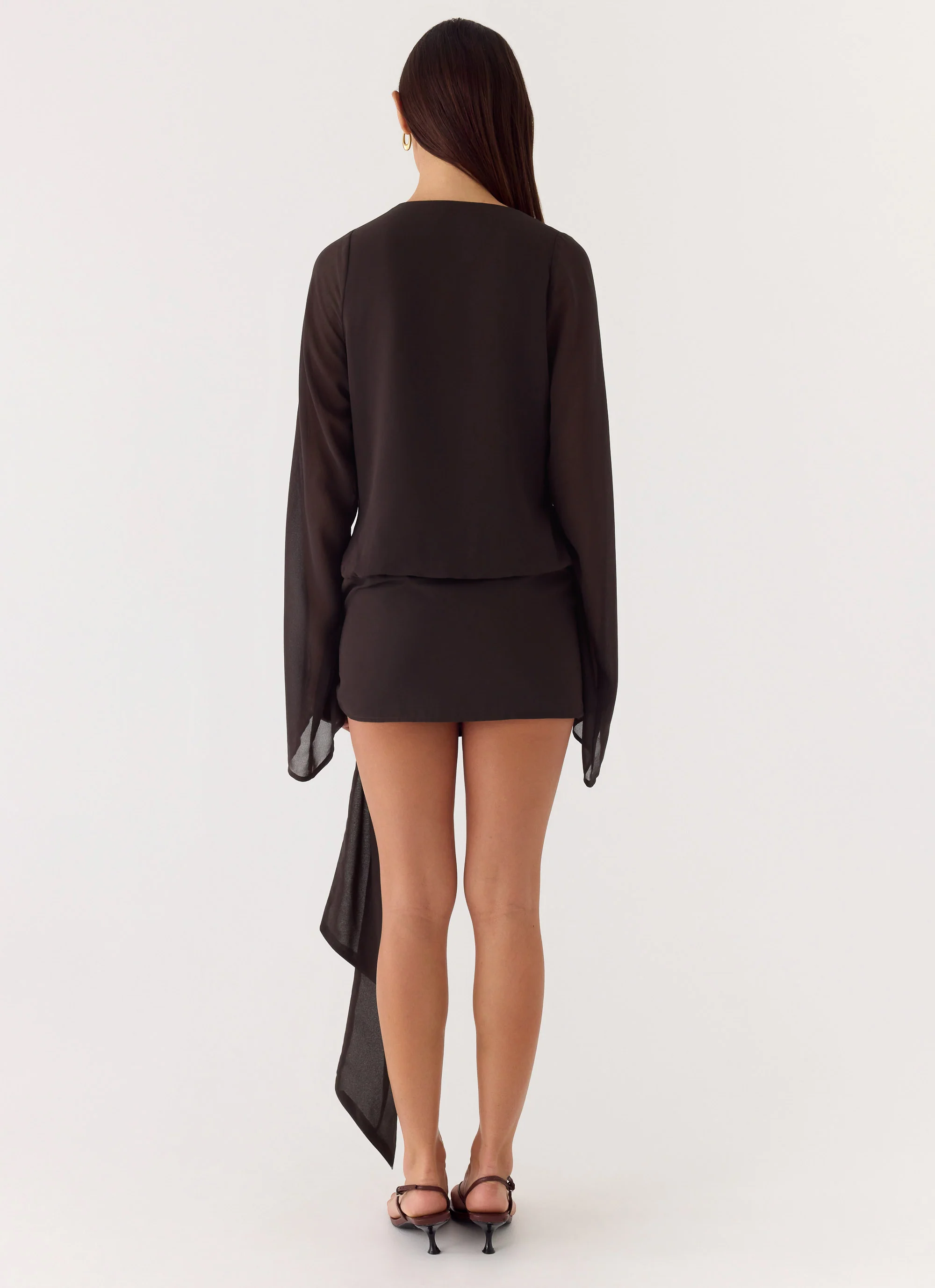 Sorrel Long Sleeve Mini Dress - Chocolate - Image 4