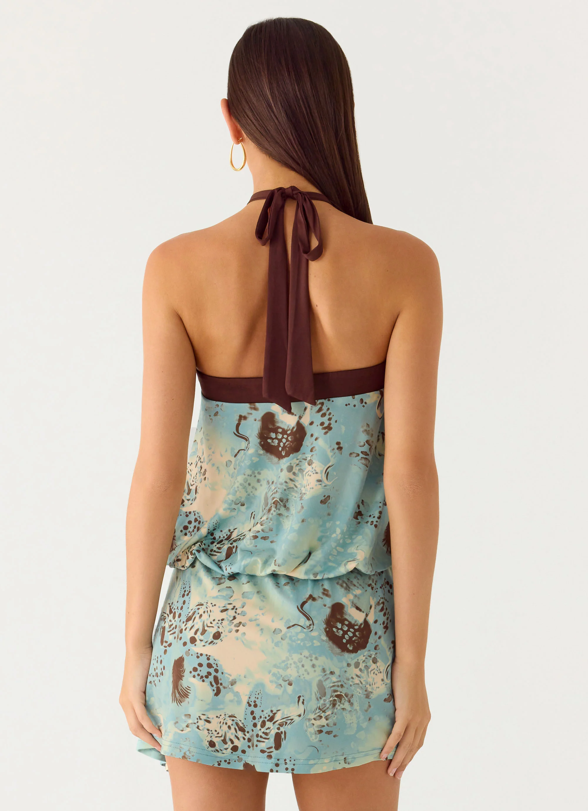 Switch Up Halter Mini Dress - Aqua Blur - Image 3