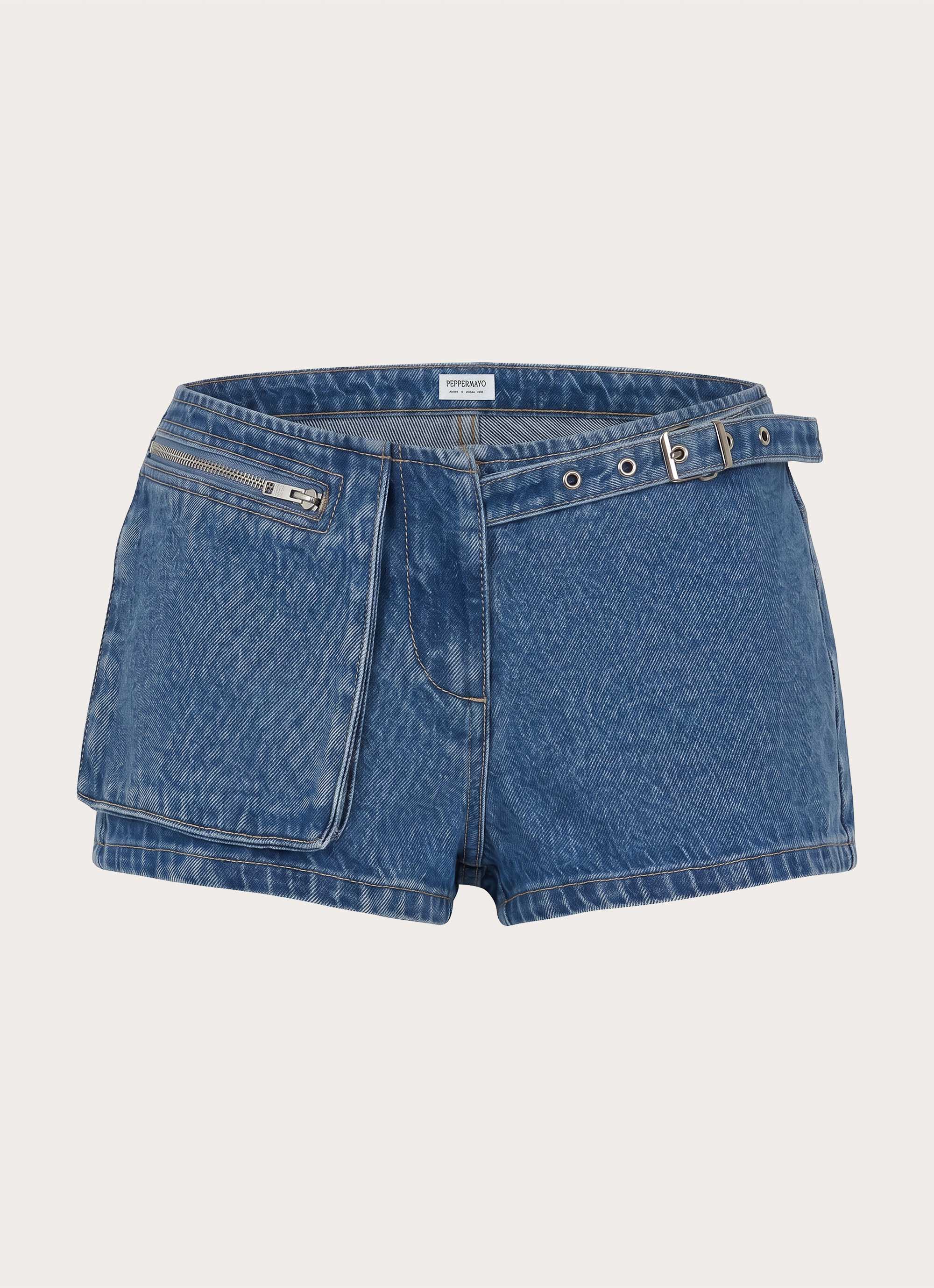 Tatina Denim Mini Shorts - Blue - Image 7