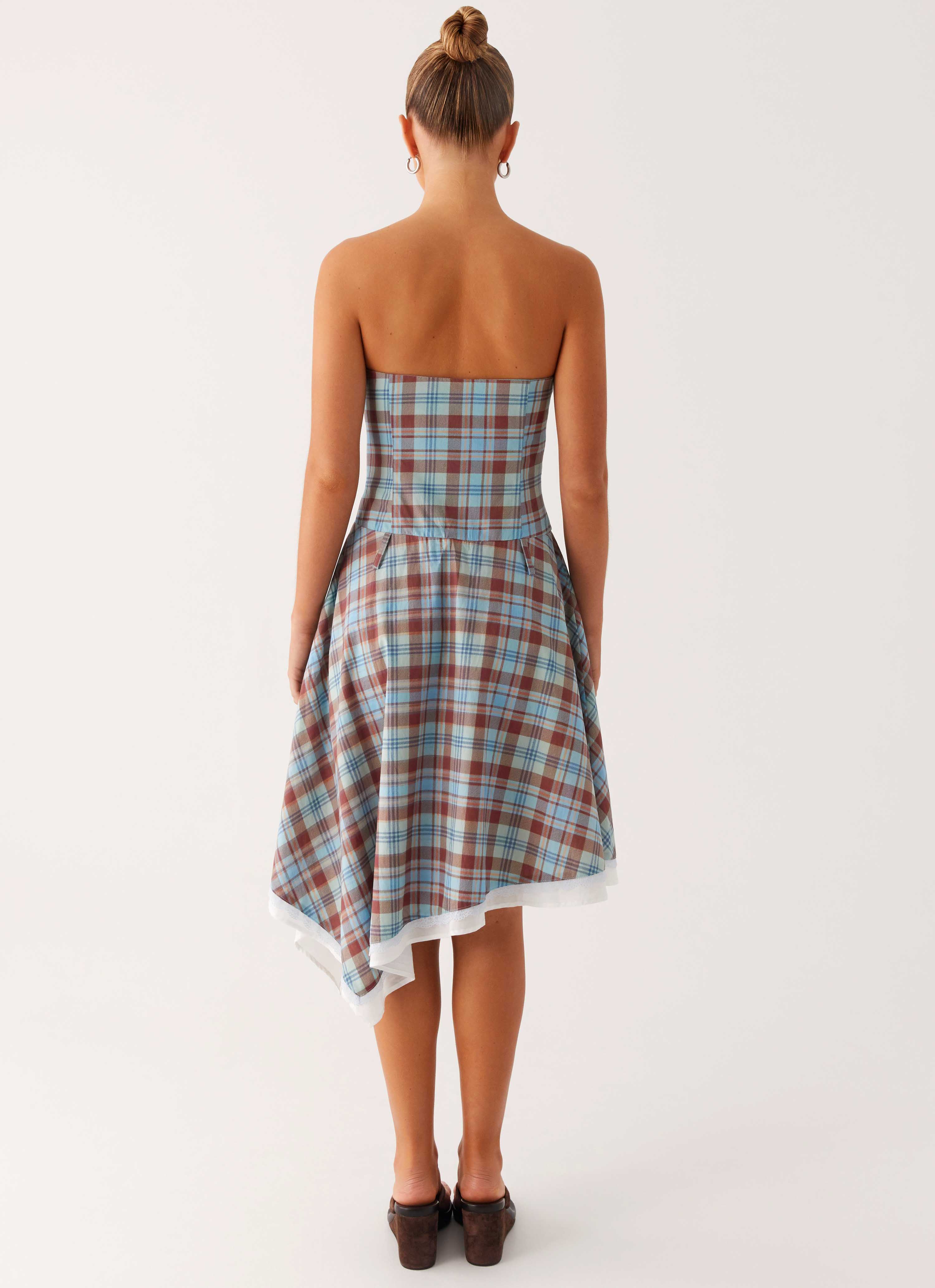 Tonie Strapless Midi Dress - Shoreline Check - Image 3
